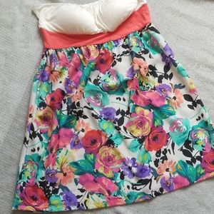Strapless Floral Dress